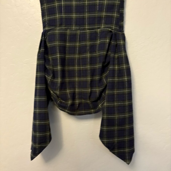 Innovare denim Ceyhun Grid Plaid Fringe Spaghetti Mini Dress size medium NEW - Picture 13 of 15